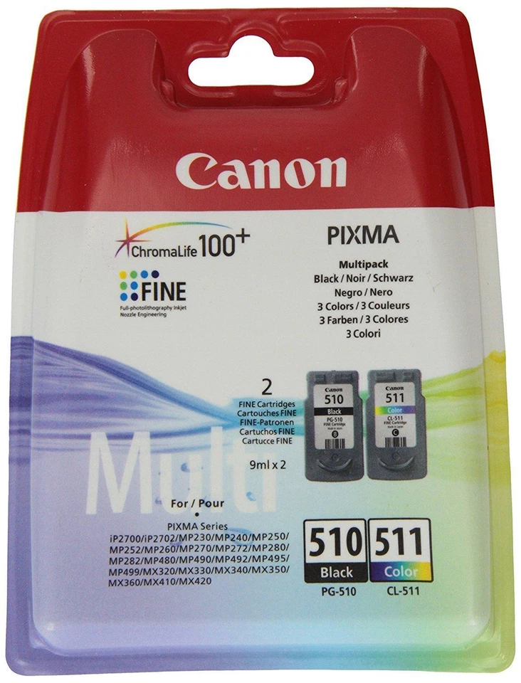 IL MIO NEGOZIO MULTIPACK ORIGINALE CANON PG-510 CL-511 2970B010 PER CANON MP 240, MP 260, MP 48