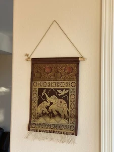 Wall Decor Wall Hanging Silk Tapestry Letter Holder Mail Organizer Elephant Gift - Picture 1 of 10