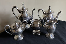 Antique 5 piece Stieff Sterling Silver Colonial Coffee & Tea Pot Set