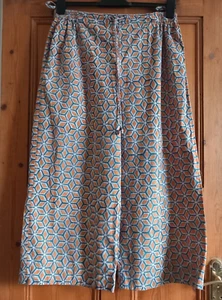 Anokhi Indian Hand Block Print Cotton Trousers Size M Toast Fabric - Picture 1 of 5