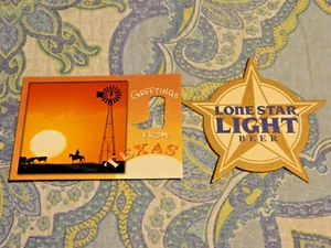 Texas Postcard Lone Star Light Beer Coaster - Picture 1 of 6