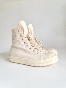 Size 39 - Rick Owens DRKSHDW High Top Milk Canvas, Pre-Owned, Authentic - Picture 1 of 9
