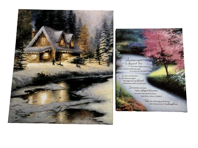 Thomas Kinkade Set 2 Canvas Paints Afternoon Light Dogwood & Painter of Light - Image 1 of 4
