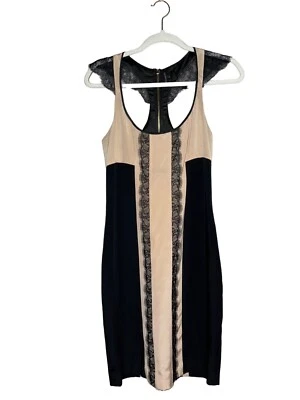 Vestido Jay Godfrey Holden Slim Corredor Espalda Seda Encaje Negro Desnudo Talla 4 Foto 1 de 4