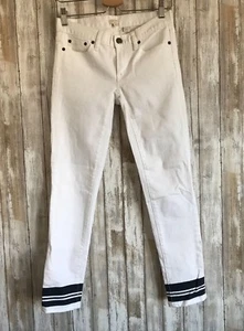 Jean J Crew blanco azul estampado de rayas palillo de dientes ajustado al tobillo talla 24 - Imagen 1 de 11