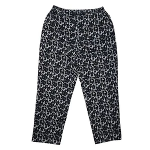 Zara Animal Print Pull On Pants Pockets Lounge Casual Leopard B&W Womens Large - Picture 1 of 12