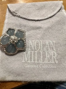 Nolan Miller Crystal French Blue Lucite Flower Slide Pendant Silver Tone #64 - Picture 1 of 5