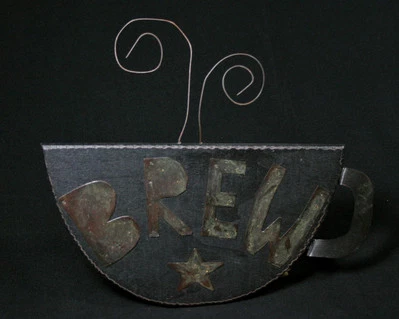 Dan DiPaolo Primitive Black Wood Brew Coffee Cup Wall Hanging Sign - Image 1 of 3