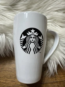 Starbucks White Mug BLACK Mermaid LOGO 2014 18 oz - Picture 1 of 11