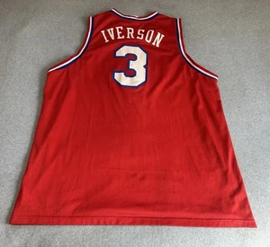 Maglia Vintage Philadelphia 76ers Allen Iverson #3 Reebok Hardwood Classics 2XL - Foto 1 di 23