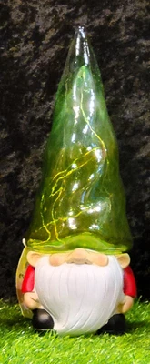 Gnomo Solar con Sombrero de Vidrio Iluminado, Gnomo de Jardín Solar, Evergreen #2SP7393 Foto 1 de 4