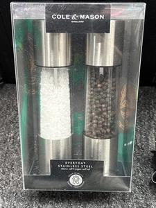 Cole & Mason Everyday Stainless And Glass Classic Salt And Pepper Mill Set - Picture 1 of 2