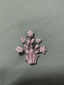 RAR!! Vintage FAS weiße Blumenstrauß Brosche Anstecknadel klar STERLINGSILBER 925 1" - Bild 1 von 2