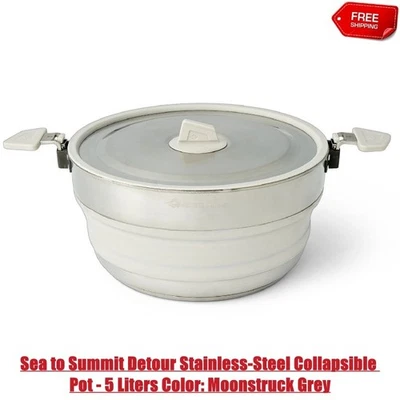 Sea to Summit Detour Stainless-Steel Collapsible Pot - 5 Liters Color: Moonstruc - Image 1 of 4