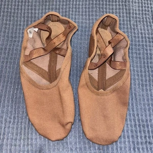 Zapato Zapatilla Ballet Punta Rusa Camel Talla 10.5 Vivante Lona Elástica Nuevo Sin Etiquetas - Imagen 1 de 10