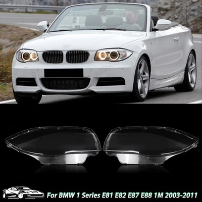 2xFront Headlight Lens Cover Shell For BMW 1 Series E81 E82 E87 E88 1M 2003-2011 — 第 1/4 张图片