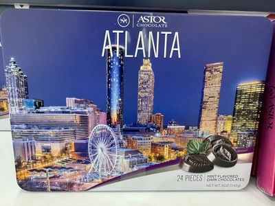 Astor Chocolate Atlanta Edition 14 Mint Favored Datk Chocolate Metal Tin Box - Image 1 of 4