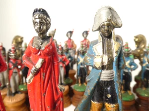 Italfama Italy Napoleon Waterloo Chess Set Red Blue Cold Painted Metal - Picture 1 of 10