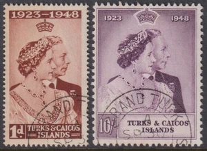 Turks & Caicos - Juego de boda de plata 1948 SG 208/209 FU Cv £ 20 [F1623] - Imagen 1 de 2