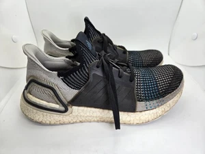 Adidas UltraBoost 19 Shoes Mens 8.5 Black Grey Running Athletic Workout Sneakers - Picture 1 of 9