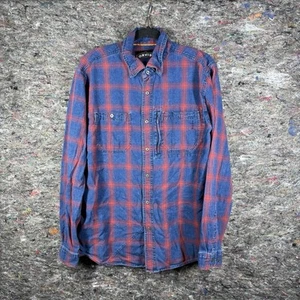 Orvis Shirt Mens Medium Plaid Flat Creek Tech Flannel Pockets Long Sleeve Blue - Picture 1 of 14