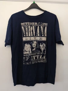 Nirvana Live XL T-Shirt Tee Short Sleeve Paramount Seattle 1991 Blue Official. - Picture 1 of 5