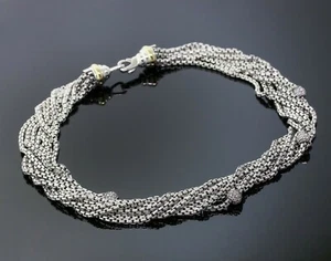 Yurman Diamond Ball Bead 8 Row Multi Box Chain Necklace Silver/18K Yellow Gold - Picture 1 of 5