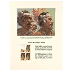 Richard Sparks Pre Columbus Native American Artifact Postage Stamp Art USPS 1989 - Picture 1 of 7