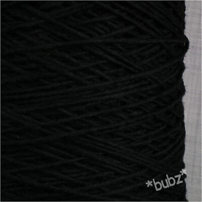 THICK SHETLAND WOOL YARN BLACK DOUBLE KNITTING 400g CONE DK DOUBLE KNIT WEAVING - Image 1 of 2