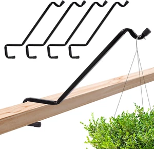 4 Pack Metal Deck Rail Plant Hook Extended Angled Deck Hanger Hook Bird Feeder - Picture 1 of 12