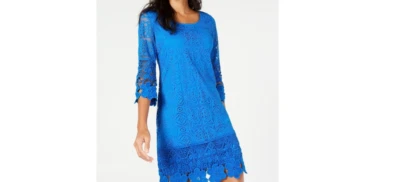NWT$99 Alfani Womens Lace Crochet  Sheath Shift Dress CREST BLUE XL GORGEOUS - Image 1 of 4
