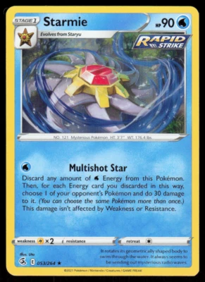Starmie 053/264 Holo Rare 2021 Pokemon Fusion Strike LP - Image 1 of 2