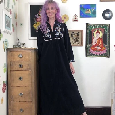 Camisón Vintage Vanity Fair Negro Vellón, Manga Larga Cremallera Frontal Bata Talla M Nuevo de Lote Antiguo Foto 1 de 4