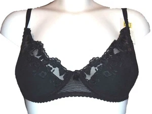 Black Underwired Bra with light foam lining and pretty floral embroidered mesh - Picture 1 of 1