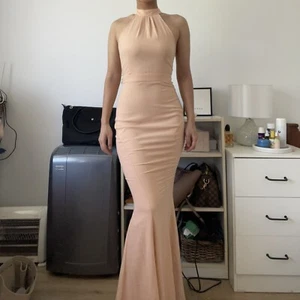 Jarlo Caden Nude Peach Halter Neck Maxi Dress Gown Mermaid - Picture 1 of 6
