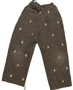 Kitestrings brown embroidered basset hound dog adjustable waist pants boys 4 - Picture 1 of 7