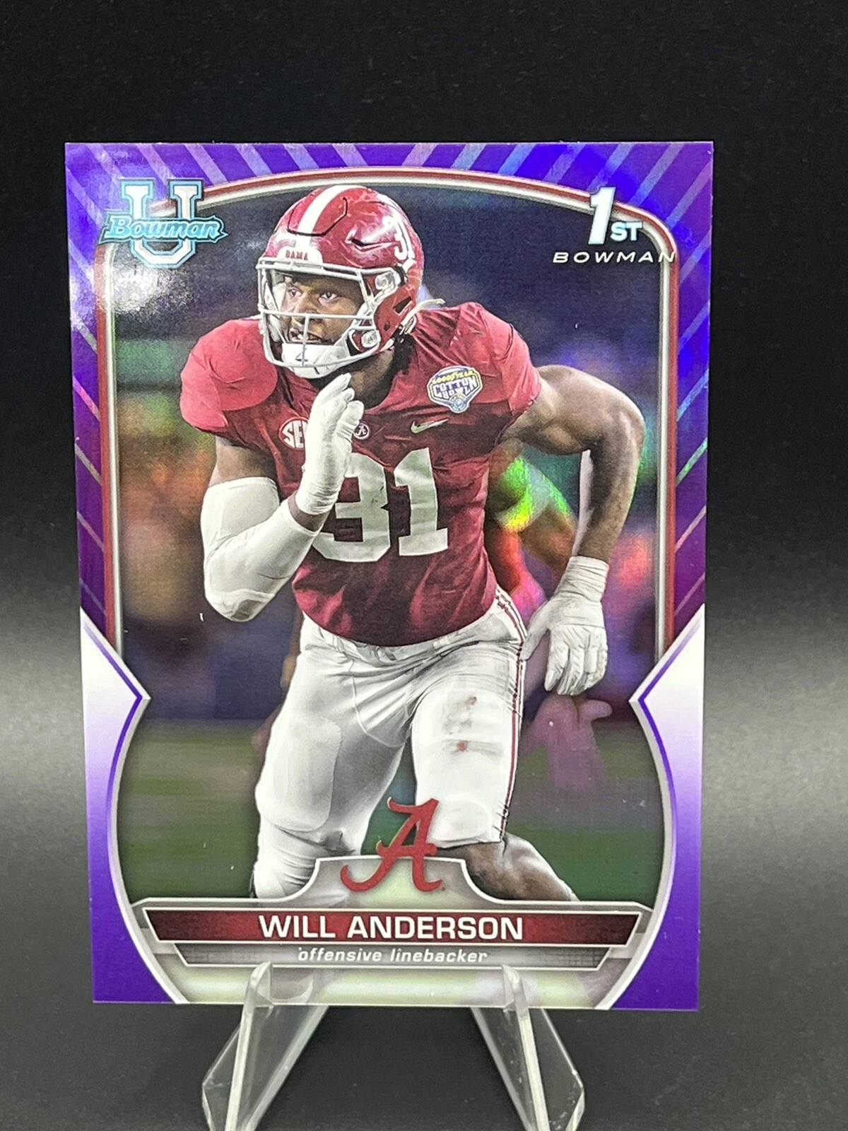 2022 Bowman Chrome University Purple Refractors #52 Will Anderson /399 Alabama