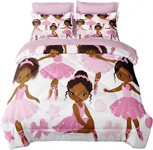 Black Girl Magic Comforter Set Full Size Pink Princess Full, White Brown - Picture 1 of 7