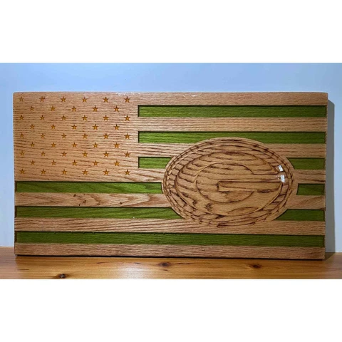 Green Bay Packers Wooden Flag 11' x 21" x 3/4" By Fathom Bound Wall Decor Cover
