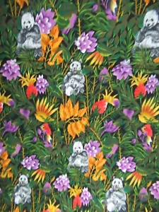 Tropical Plants and Animals Print Shamash & Sons Cotton Fabric VTG 34" X 40" W - Picture 1 of 9