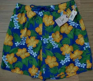 ROUNDTREE & YORKE MENS CARIBBEAN PRINT NAUTICAL FLORAL SWIM TRUNKS LIST $45 - Picture 1 of 3