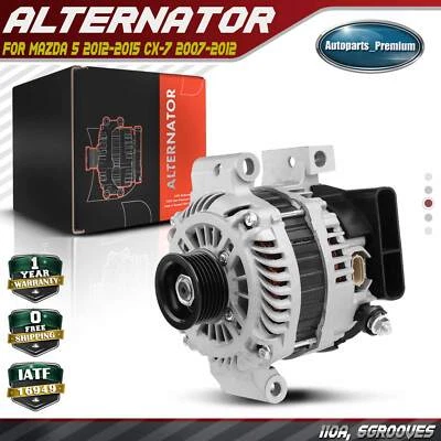 Alternator for Mazda 5 2012 2013 2014 2015 CX-7 2007-2012 110A 12V CW 6-Groove - Image 1 of 4