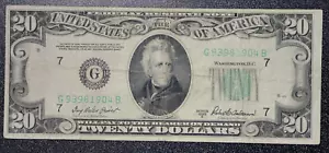 1950 B CIRCULATED $20 DOLLAR FEDERAL RESERVE NOTE - CHICAGO 904B - Picture 1 of 9
