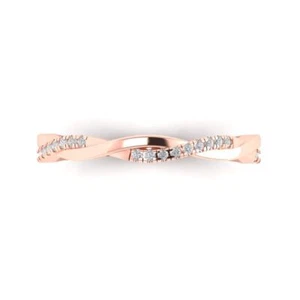 0.16 cttw Zirconia Diamond Wedding Band for Women - Solid 14K Rose Gold (1.0mm) - Picture 1 of 5