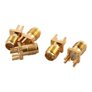 Adaptador macho SMA soldadura central montaje de PCB conectores de RF tono dorado 5 PIEZAS - Imagen 1 de 3