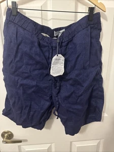 Frescobol Carioca Herrenshorts 36 marineblau Leinen Baumwolle Kordelzug Resort neu mit Etikett - Bild 1 von 5