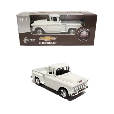 Welly 1/60 Chevrolet Chevy Stepside 1955 White Pick-up Voiture Miniature 1/64 - Photo 1/4