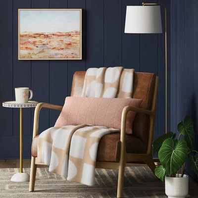 Manta Neutro Tostado Marfil Tejido Geo 50"x 60" Reversible Nueva Con Etiquetas Umbral REGALO Foto 1 de 4