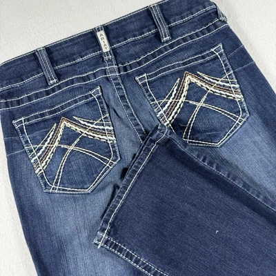 Pantalones de mezclilla Ariat Real para mujer 30S Lakeshore tiro bajo bota rosa punto de látigo occidental Foto 1 de 4