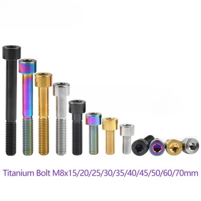 Perno de titanio M8x15 20 25 30 35 40 45 50 60 70 mm tapa hexagonal Allen Ti tornillos Foto 1 de 4